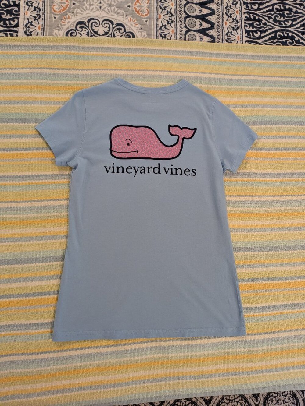 Vineyard Vines Women's Size XS Sky Blue Starfish Whale Short Sleeve Pocket T-Shi